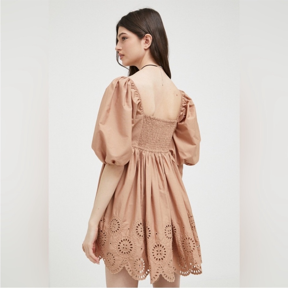 Abercrombie & Fitch Eyelet Puff Sleeve Mini Dress XS Cottagecore Croquette - Picture 5 of 12
